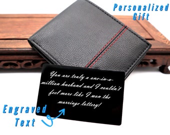 Insertion de carte portefeuille en métal personnalisée avec votre écriture manuscrite | Insertion de carte portefeuille personnalisée pour cadeau interurbain Cadeau d'anniversaire