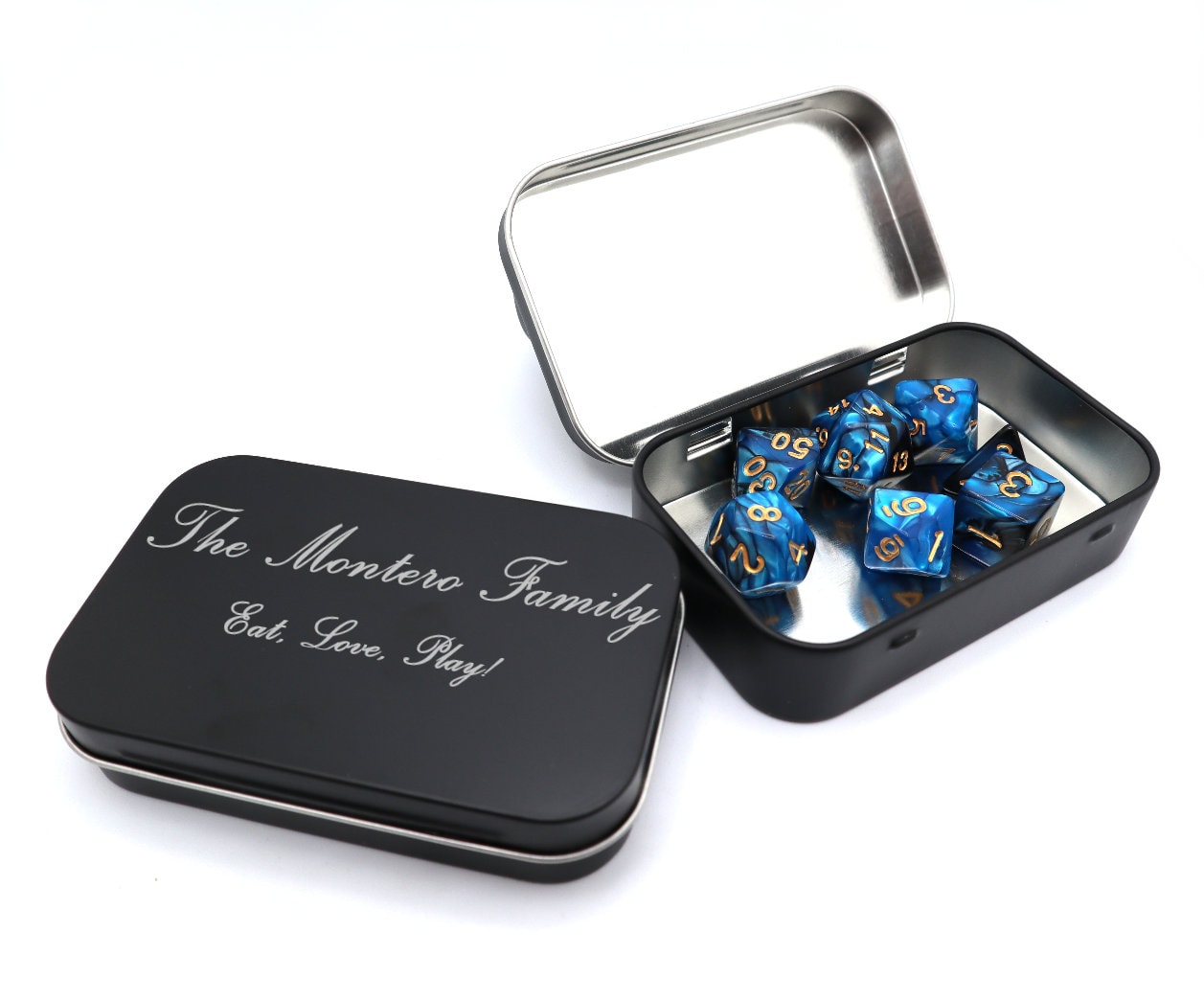 Personalized DND Dice Box With Storage Tray and Bag, Engraved