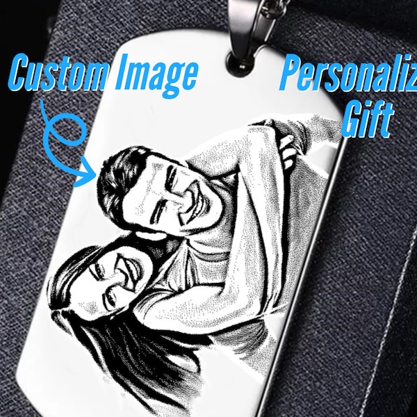 Collier personnalisé avec votre photo personnalisée, collier photo gravé, pendentif plaque d'identité avec votre photo, pendentifs photo personnalisés pour cadeaux