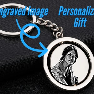 Engraved Photo Keychain: Custom Handwriting, Personalized Keepsake