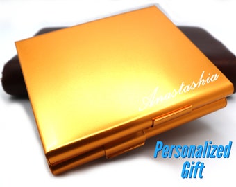 Personalized Gold Cigarette Case Engraved With Your Message, Elegant Cigarette Holder Gift for Men, Women, Dad or Boyfriend