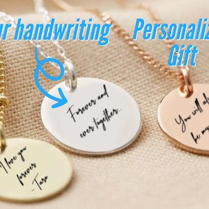 Actual Handwriting Necklace With Personalized Handwritten Message Valentine Gift For Her | Custom Engraved Jewellery Necklace Gift For Mom