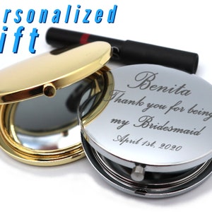 Espejo compacto personalizado, espejo de bolsillo con mensaje grabado personalizado, espejo de maquillaje personalizado, espejo de bolso, regalo de cumpleaños, regalo de dama de honor