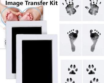 Baby Hand und Fuß Abdruck Bild Transfer Pad, Neugeborene Baby Shower Geschenk, New Born Clean No Touch Stempelkissen, Inkless Handabdruck Fußabdruck Transfer