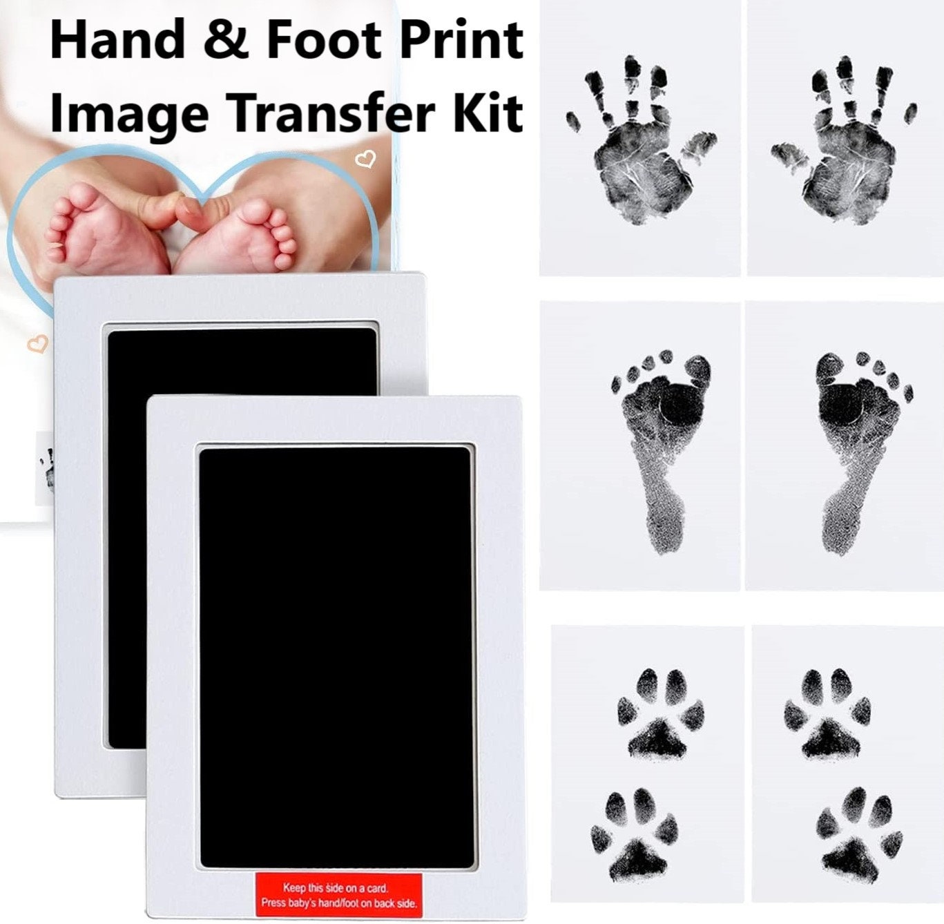 KeaBabies 2pk Inkless Ink Pad for Baby Hand and Footprint Kit, Clean Touch  Dog Paw, Dog Nose Print Kit, Baby & Pet Safe