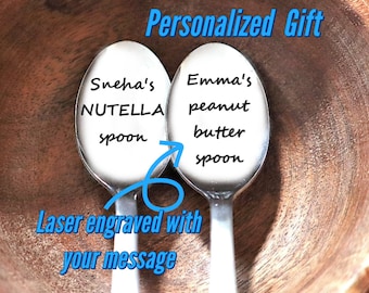 Cucchiaio personalizzato inciso con messaggio personalizzato, grazioso regalo di San Valentino, compleanno o anniversario per lei, il partner o la persona amata