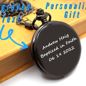 Personalized Baptism Pocket Watch Gift For Boy | Custom Engraved Gift For First Holy Communion, Christening and Baptism Gift For Boys