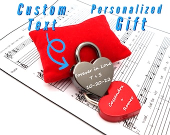 Personalized Love Lock Engraved With Your Message, Romantic Paris Style Padlock Gift for Weddings, Valentine or Couples