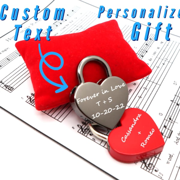 Personalized Love Lock For Valentine And Wedding Gift Engraved With Your Message | Custom Engraved Paris Love Lock Padlock With Heart Shape