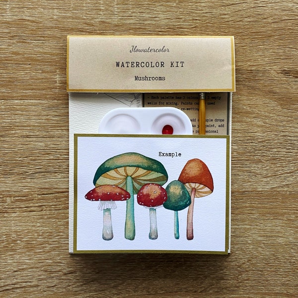 Mushroom Watercolor Kit, Beginner Watercolor, DIY Kit Watercolor, Paint Kit for Adults, Paint Your Own Kit