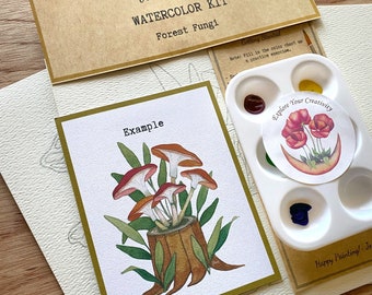 Watercolor Kit, Mushroom Watercolors, Beginner Watercolor, DIY Kit Watercolor, Paint Kit, Paint Your Own Kit