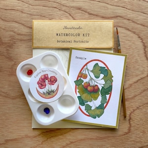 Botanical Watercolor Kit, Ginkgo & Fern Painting Templates