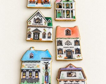 Halloween spice house magnet set