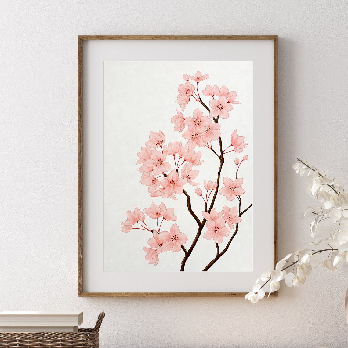 Cherry Blossoms Wall Art Oriental Painting Digital Print Etsy