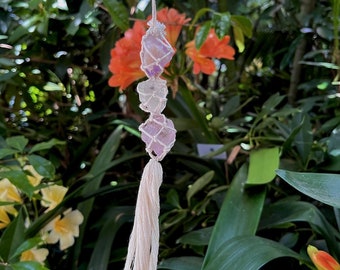 Custom Crystal Macrame Car Charm: Handmade Bohemian Rear View Mirror Decor