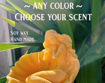 Handmade Mermaid Soy Candle in Conch Shell: Choose Your Scent