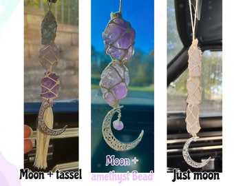 Custom Crystal Car Charm + Crescent Moon