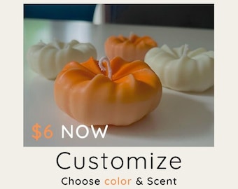 Mini vela de calabaza plana de cera de soja PERSONALIZADA