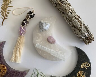 Crystal Crescent Moon engraved dish