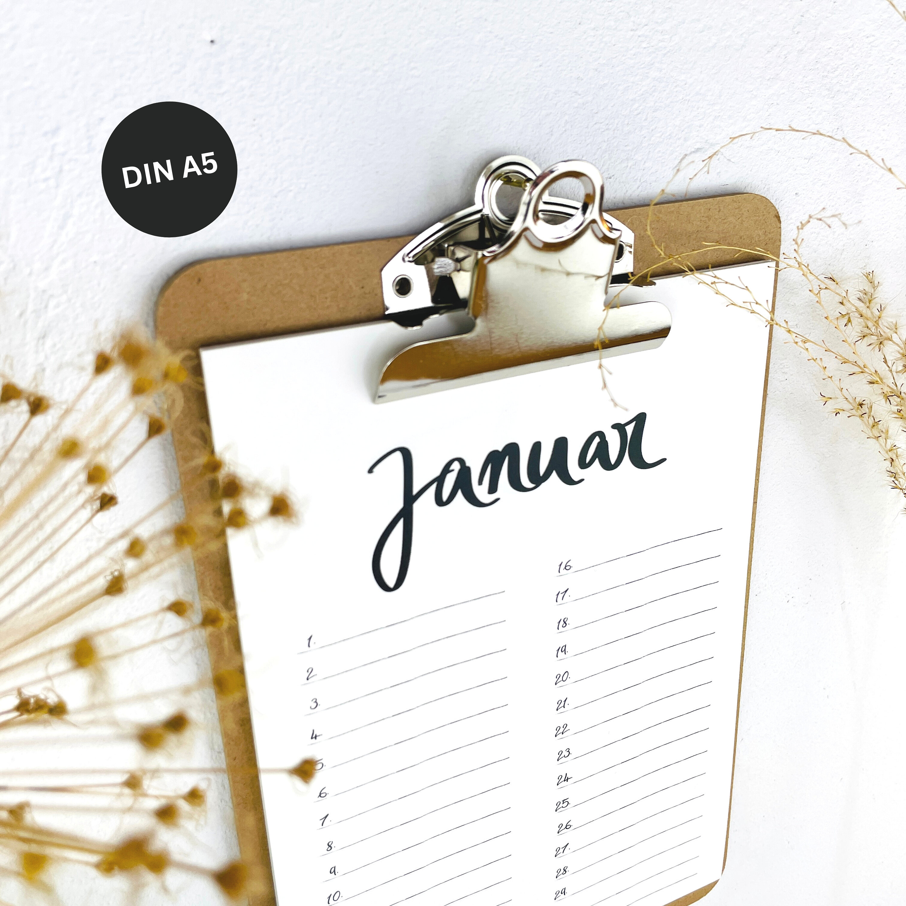 Ewtshop® Kalender DIY Set - 2 Schwarze Jahreskalender A4 Mit Spiralbindung