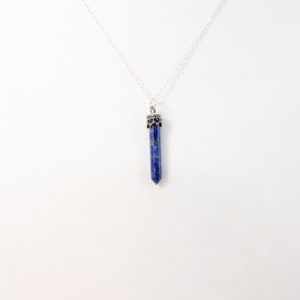 Lapis Lazuli Spear Shaped Crystal Pendant Necklace