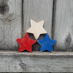Fourth of July Stars, Rustic Wood Stars, Set of 3 Wooden Star, July Fourth Stars, Tiered Tray Decoration, Independence Day, Red, White, Blue