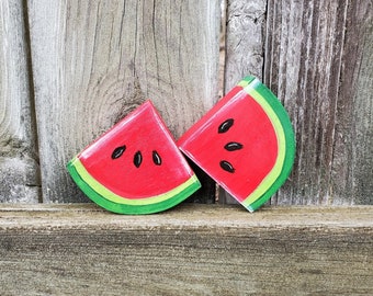 Watermelon decor, watermelon shelf sitter, wood watermelon wedge, summer decor, summer tiered tray, spring decor, fruit decor, handmade
