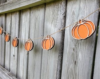 Pumpkin Garland, Fall Rustic Farmhouse Banner