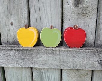 Wood apple, Fruit Decor, Wooden fruit, Rustic apple decor, Wood kitchen decor, Teacher decor, Fruit tiered tray decor, Apple tiered tray