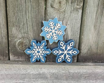 Wood Snowflake, Winter decor, Christmas decor, Snowflakes, Rustic Christmas decor, Holiday decor, Snow, Winter tiered tray