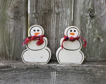 Wooden Snowman, Rustic Snowman Decor, Winter Decor, Snow, Chunky Snowman, Distressed Snowman, Snowman Shelf Sitter, Hand painted Snowman