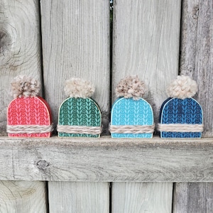 Winter Hat, Wooden Winter Hat Decor, Winter tiered Tray Decor, Winter Decoration, Shelf Sitter, Holiday  Decor, Wood Beanie Hat