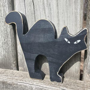 Black cat, Halloween cat, Fall decor, Wooden black cat, Rustic Halloween decor, Fall tiered tray decor, Spooky cat, Spooky tiered tray decor