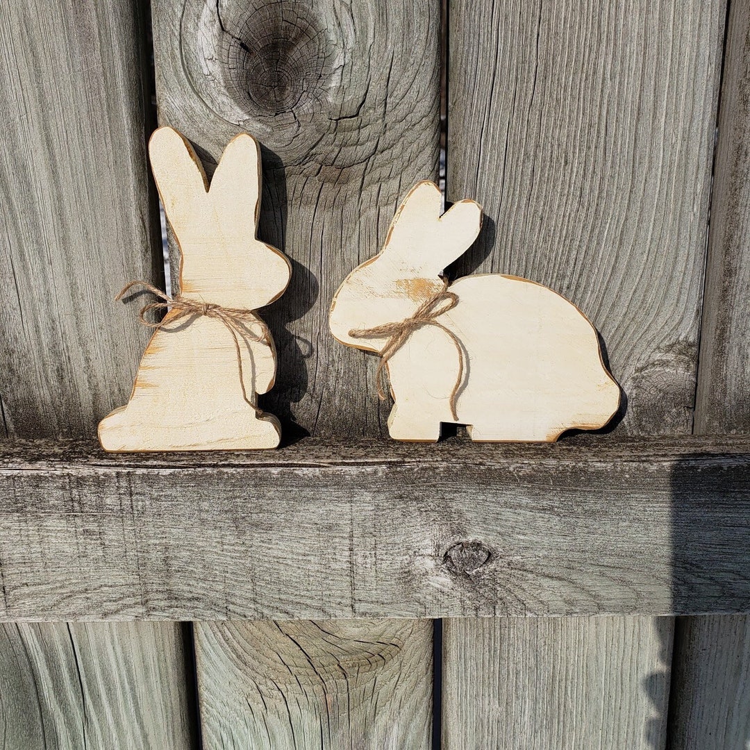 Rustic Wood Bunny, Farmhouse Inspired Bunny, Bunny With Antique Look ...