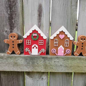 Wooden Gingerbread House, Gingerbread tiered tray, Painted Gingerbread house, Christmas shelf sitter, Gingerbread man, Wood Christmas decor