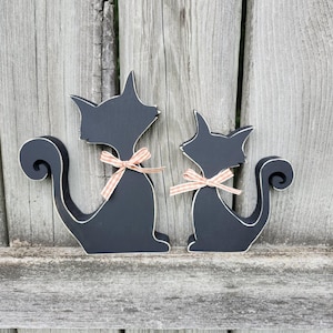 Black cat, Halloween cat, Fall decor, Wooden black cat, Rustic Halloween decor, Fall tiered tray decor, Spooky cat, Spooky tiered tray decor