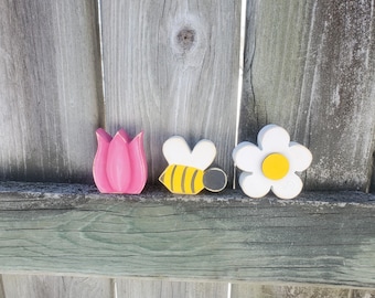 Spring decor, tiered tray decor, Mini spring decor, wood spring decor, tier tray pieces, Spring shelf sitters, mini wood flowers, home decor