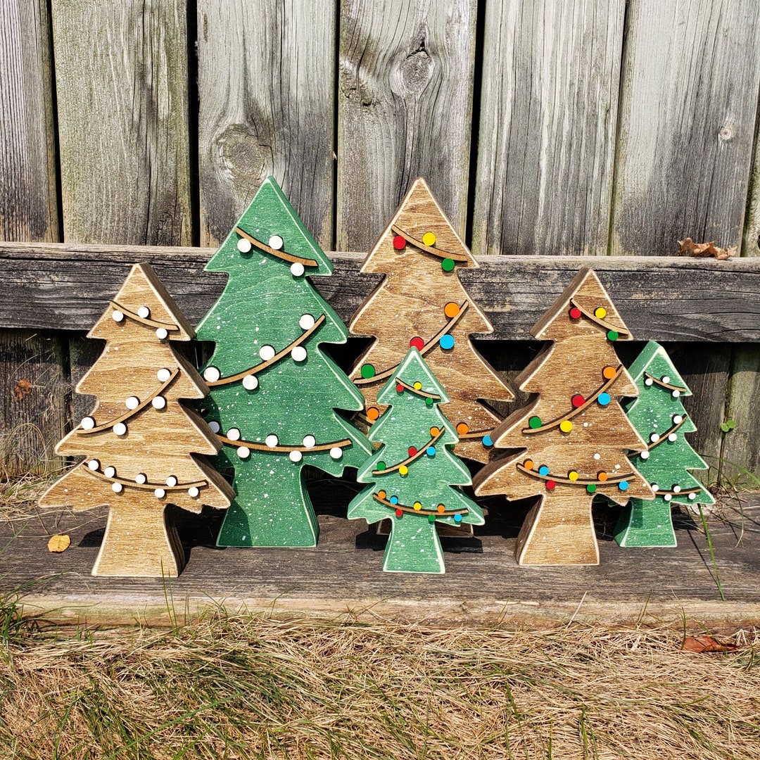 Rustic Wooden Trees, Christmas Trees, Tree Shelf Sitter, Wooden