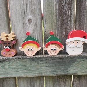 Christmas shelf sitters, Rustic Santa Decor, Cute Elf Decor, Reindeer chunky, Christmas Holiday Decor, Holiday home decor, Rustic Christmas