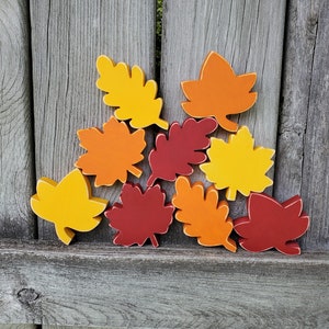 Fall Leaves, Set of 3 mini leaves, Chunky Wood Leaves, Fall Tiered Tray Decor, Wooden Autumn Leaves, Maple Leaves, Acorns, Farmhouse, Rustic