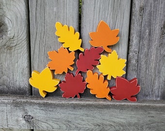 Fall Leaves, Set of 3 mini leaves, Chunky Wood Leaves, Fall Tiered Tray Decor, Wooden Autumn Leaves, Maple Leaves, Acorns, Farmhouse, Rustic