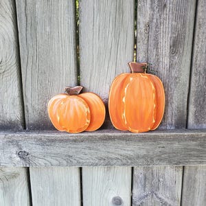 Pumpkins, Wood pumpkins, Fall tiered tray decor, Halloween decor, Pumpkin decor, Set of 2 pumpkins, Fall wooden decor, shelf sitter