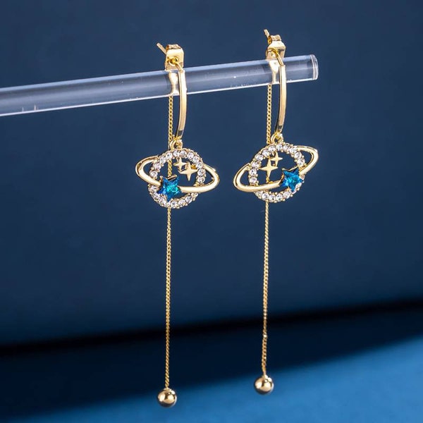 Celestial Earrings | Saturn Drop Earrings | Star and Moon Dangle Drop Earrings | Planet Dangle Earrings | Star Dangle Earrings|Gifts for Her