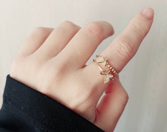 Dainty butterfly ring,chain ring,stackable ring,adjustable ring,CZ ring,multi layer ring,boho ring,minimalist ring,gifts for her