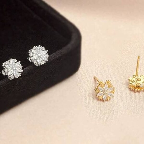 Frosted Pink Snowflake Earrings main image 0