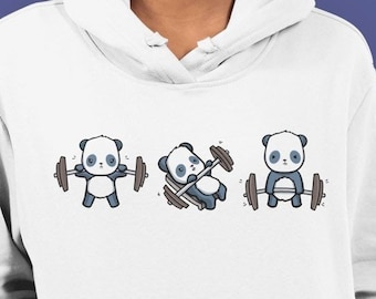 Funny Panda Gym Workout Sweatshirt or Hoodie, Weightlifting Gift