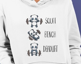 Panda Gym Sweatshirt, Squat Bench Deadlift, Funny Workout Hoodie