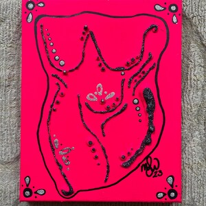 Original Artwork Abstract Woman 8 x 10 Mixed Media Painting on Canvas