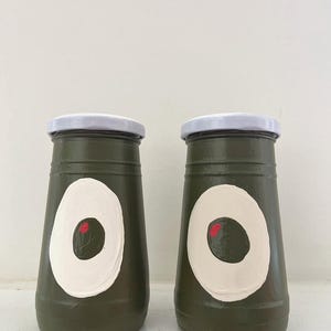 Olives Hand-painted Upcycled Glass Jar