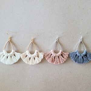 Earrings, Boho, Handcrafted, Macramé, Dangle Earrings, Fashion, Vintage, Style, Jewelry, Accessories, On Trend, Hypoallergenic, Lightweight,